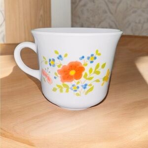 Vintage Corning Ware Corelle Wildflower Coffee Tea Cups Orange Poppy